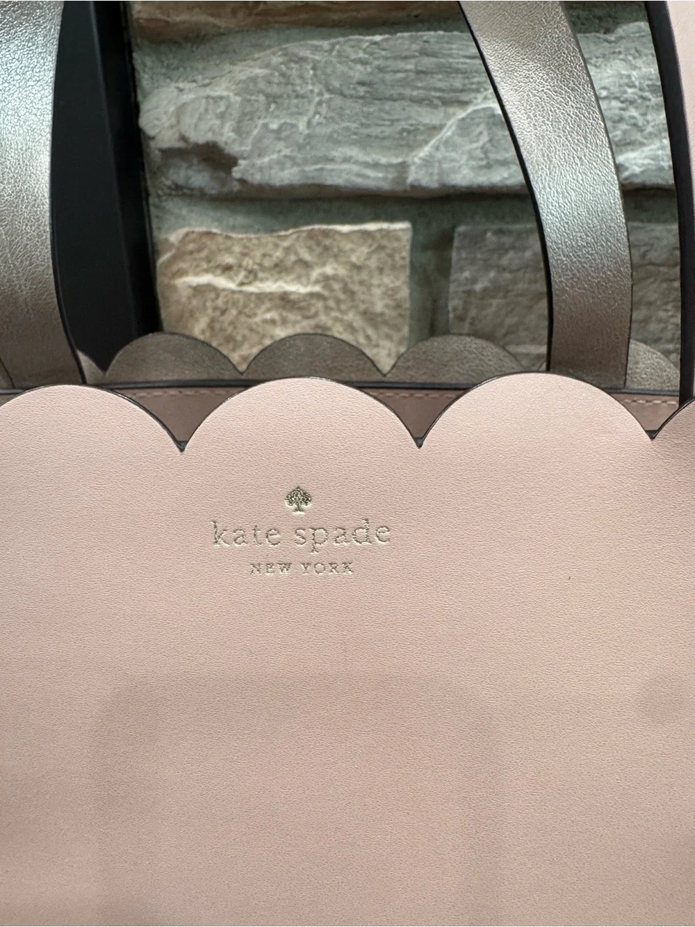 kate spade blush scallop-edge leather tote